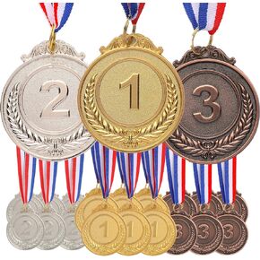 12 Pieces medals for awards, Winner Medals Gold Prizes for Sports, Competitions, Party, Classroom, Spelling Bees, Olympic Style, 2 Inches