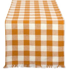 DII Heavyweight Fringed Check Tabletop Collection, Placemat Set, 13x19, Navy, 6 Piece