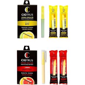 Smokeless Air Inhaler - Smoking Alternative | Tobacco-Free, Nicotine-Free, & Non-Electric | Oral Fixation Relief - Quit Smoking Aid & Stop Vaping Aid | Lemon Grapefruit & Citrus Mint- 6 Pieces