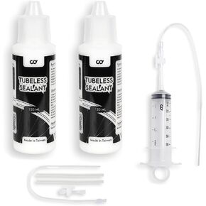 CyclingDeal Upgraded Formula 2 x 4oz Bottles Bike Bicycle Tubeless Tire Sealant Injector Kit - Long Lasting, Fast Sealing, Smooth Filling - Tire Puncture Repair Kit for Road MTB Bikes