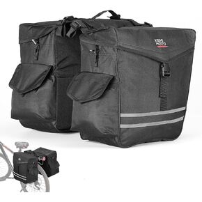 KEMIMOTO Bike Panniers Bag - 40L Large Rear Rack Bike Ebike Saddle Trunk Bags for Bicycle Water Resistant with Rain Cover Extended Flap for Grocery Commuter Long Trip, Black