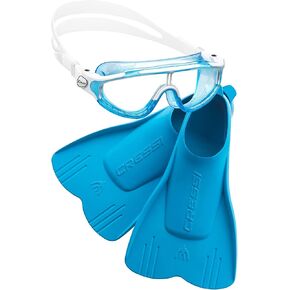Kids' Mask and Fins Set for Swimming - Comfortable Silicone Goggles + Floating Fins - Baloo & Mini Light: Designed in Italy by Cressi