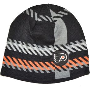 47 Philadelphia Flyers Old Time Hockey (OTH) Cuffless Rugby Stripe Beanie Hat - NHL Knit Skull Cap Black