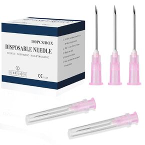 100Pack 18Gauge 1 Inch(25mm) Needle Luer Lock Industrial Dispensing Accessories,Individual Package Lab Tools for Refilling Liquid,Inks
