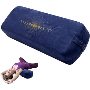 Yoga Bolster Pillow (Navy Suede With Gold Moon Phases)