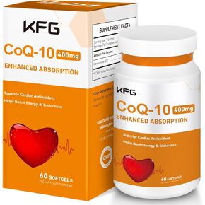 CoQ10 400mg Softgels, Coenzyme Q10 Supplements Support Heart Health, Cardiovascular Health, Immune System & Cellular Energy Production, Gluten Free
