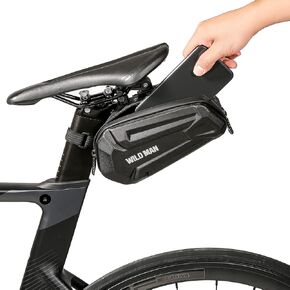 WILD MAN 1.2L Quick Release Hard Shell Rainproof Bike Saddle Bag Under Seat Pouch for Mountain Road Bike MTB Cycling(XT7, Sun pattern)