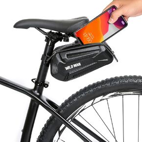 WILD MAN 1.2L Quick Release Hard Shell Rainproof Bike Saddle Bag Under Seat Pouch for Mountain Road Bike MTB Cycling(XT7, Sun pattern)