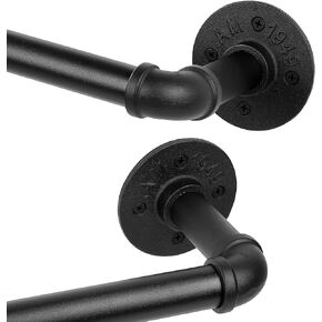 Curtain Rods for Windows 48-86 Inches - Industrial 1-Inch Curtain Rods - Wrap Around Black Design - Indoor/Outdoor Room Divider Curtain Rod - Adjustable Black Curtain Rods,30-86"