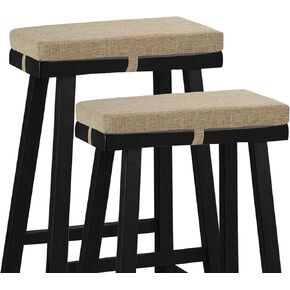 Rectangle Saddle Stool Cushion Non-Slip Bar Stool Cushions with High-Resilience Foam Machine Washable Cover Set of 2 18"x9.5"x2" Coffee