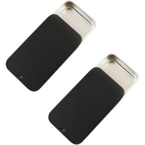 2Pcs Toothpick Holder, Portable Empty 2.7*1.6*0.6inch / 7*4.2*1.5cm Reusable Metal Toothpicks Case,Small Toothpick Dispenser for Travel,Outdoor,Camping(Black)