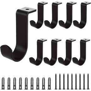 9Pcs Ceiling Curtain Rod Brackets Metal Curtain Rod Hanging Bracket Ceiling Mount Curtain Rod Holder for 1 Inch Rod, Black