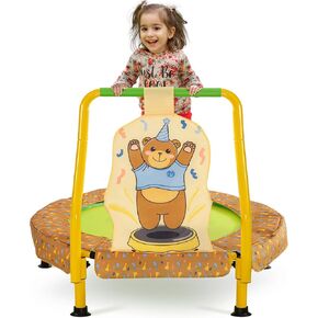 WMK 36 بوصة ترامبولين صغير داخلي للأطفال من سن 3 إلى 10 سنوات، ترامبولين صغير قابل للطي بطول 3 أقدام مع شريط مقبض قابل للتعديل، إطار قوي وغطاء إطار مبطن، أصفر in Kuwait