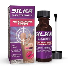 SILKA Max Strength Antifungal Liquid for Toenail Health, With Brush Applicator, Treats Fungus, Ringworm & Athlete’s Foot, Restores Appearance of Discolored Nail, Tolnaftate 1%, 0.45 Fl Oz, Pack of 1
