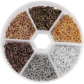 600 PCS Small Screw Eye, Small Screw, Eyelet Hook, Mini Screw Hook Eye Screws, Mini Eye Pins Eyepins Hooks