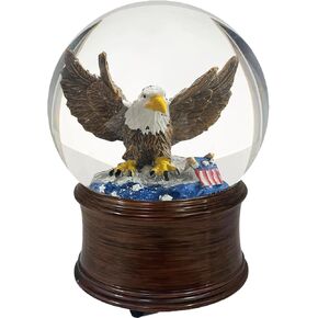 Eagle Snow Globe, 4th of July Decorations, 4th of July Snow Globes Independence Day Decorations with Music, Powered Patriotic Eagle and American Flag 5.5 inch
