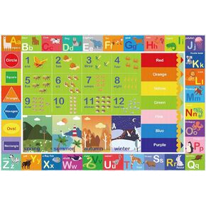 Kids Educational Rug,ABC Alphabet Play Mat,Numbers Shapes Color Seasons Learning Kids Carpet for Playroom Bedroom Kids Room Decor Rug(2.6×4ft /31×47in)