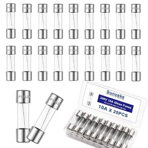 20PCS F10AL 250V 10A Fast-Blow Glass Fuses,0.2 x 0.78 Inch / 5 x 20 mm