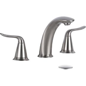 VXV Bathroom Faucet 3 Hole, 8 Inch Widespread Bathroom Sink Faucet for Lavatory Vanity with Pop-up Drain Brushed Nickel