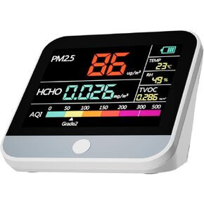 جهاز مراقبة جودة الهواء 8 في 1، PM2.5 داخلي، PM10، TVOC، الفورمالديهايد، الرطوبة، جهاز مراقبة تلوث الهواء متعدد الوظائف لدرجة الحرارة، جهاز قياس جودة الهواء الداخلي المحمول للمكتب المنزلي، يعمل بالبطارية in Kuwait