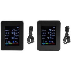 Indoor Air Quality Meters, Rechargeable Multifunctional 6 in 1 Air Quality Monitor Smart Air Quality Sensor for Bedroom,Home,Car(black)
