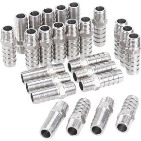 LTWFITTING Bar Production Stainless Steel 316 Barb Fitting Coupler/Connector 1/2" Hose ID x 1/4" Male NPT Air Fuel Water (Pack of 25)