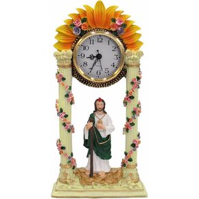 Saint Jude San Judas Tadeo St. Santo Resin Figurine Figure Religious Catholic Statue Desk Clock Tabletop Clock