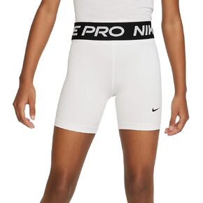 Nike Pro Big Kids' (Girls') Dri-FIT 5" Shorts (White/Black, FB1081-100) Size Small