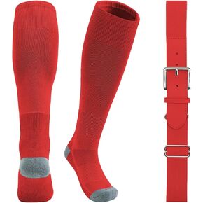 QBK Toddler Baseball Socks And Belt Youth Softball Tee Ball Combo Set for Boy Girl (1 Pairs of Socks & 1 Belt)
