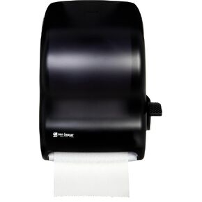 San Jamar Classic Paper Towel Dispenser with Lever for Bathroom, Kitchens, Restaurants, and Cafeterias, Plastic, For Universal 800' 8" Rolls, Black Pearl