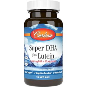 Carlson - Super DHA Plus Lutein, 1000 mg DHA + 20 mg Lutein, 60 Softgels