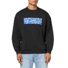 HUGO Men's Allover Logo Block Cotton Sweatshirt