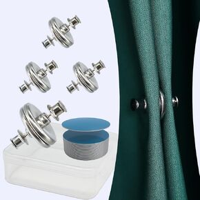 Magnetic Curtain Closure, Curtain Weights Magnets Clips with Tack, Drapery Magnetic Holder Buckle to Hold Curtains Closed to Prevent from Being Blown Around - 4 Pairs