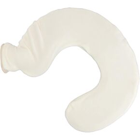 U Shaped Hot Water Bottle Warm Neck Soft Rubber Hot Water Bag with Detachable Cloth Cover (Beige)