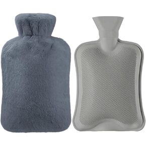 Hot Water Bottle with Soft Cover, 2L Classic Rubber Hot Water Bag for Menstrual Cramps, Feet Warmer, Neck, Shoulders Pain Relief, Hot Cold Pack Women Girls for Hot and Cold Therapy