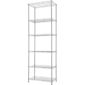 REGILLER 6 Wire Shelving Steel Storage Rack Adjustable Unit Shelves for Laundry Bathroom Kitchen Pantry Closet (Black, 16.8L x 11.7W x 63H)