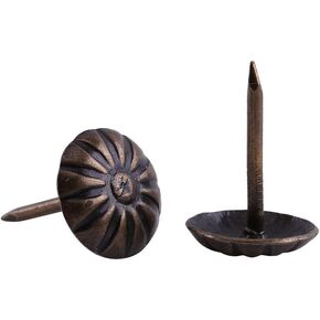 100Pcs Upholstery Nail Tack, Antique Brass Decorative Nails, as Decorations on Sofa, BEDS, Wood Crafts, Walls, or Use to Fix Maps, Photos, Other Lightweight Stuffs (Daisy Nailhead 11.2x16.6mm)