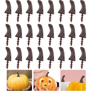 24PCS Fake Pumpkin Stems, Halloween Pumpkin Stems, Plastic Pumpkin Head Crafts, DIY Halloween Pumpkin Decoration for Thanksgiving Harvest Fall Theme Party