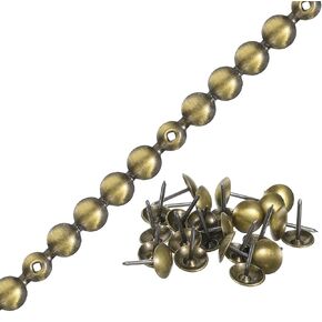 uxcell Upholstery Tacks Strip, 1Meter Copper Glossy Decorative Nail Trims for Sofa Headboard Chair Furniture with Upholstery Nails (11mm Bronze)