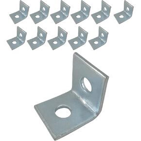2 Hole L Shaped 90 Degree Angle Connector Bracket Fit for 1/2" Bolt in 1-5/8" Strut Channel, 12 Pack