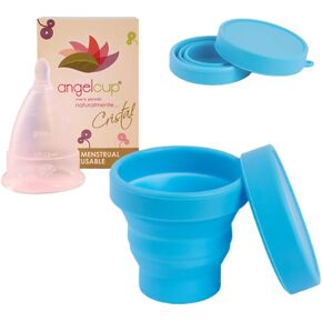 Angelcup® Crystal Large Menstrual Cup and Sterilizer Pack (Blue)