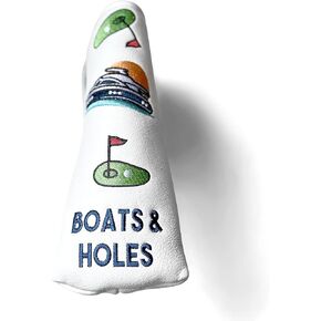 Mallet Putter Cover by Golly Golf - JUST RELEASED - Tour Quality Putter Cover - Scotland Weather Tested - Premium Leather - BOATS & HOLES EDITION - Putter Protection + Strong Magnetic Closure