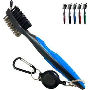 The Golfer's Workshop Golf Club Brush with Groove Cleaner - Retractable Zip Line & Carabiner Clip (Black)