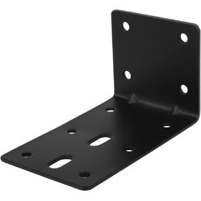 10 PCS 4" Black Steel L Right Angle Bracket, Heavy Duty Corner Brace Thickness 1.8 mm, Max.Load 66LB, Adjustable Slot & Screws Reinforcing Rib Design Metal Joint Support