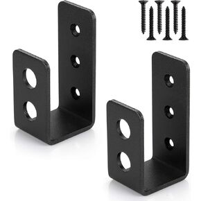 2x4 Door Barricade Brackets (2 pcs) | Drop Open Bar Holder Steel U Bracket for 2 by 4 Lumber as Security Door Reinforcement, Door Jammer, Tool Hanger for Your Home, Barn, Shed, Garage, Gate