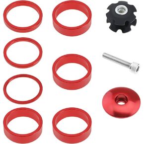 The Lord of the Tools 10Pcs Headset Spacer Replacement Kit Bike Headset Spacer Bicycle Stem Caps with Headset Screw & Claw Fit for 28.6 Mm Front Shaft Fork
