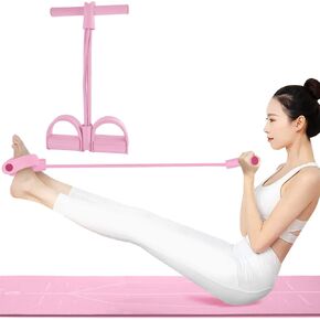 Multi-Function Tension Rope – 4 Tube Resistance Bands with Handles – Sit Up Exercise Equipment Home Gym Tummy Trainer for Men Women
