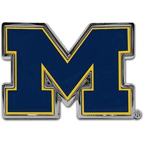 Michigan UM Wolverines Metal Domed Blue w/Yellow Auto Emblem