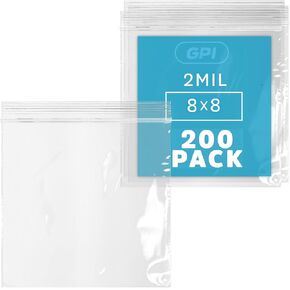GPI - 7" x 7", 500 Count, Clear Plastic Reclosable Zip Bags, Large, Bulk 2 mil Thick Strong & Durable Poly Baggies with Resealable Zip Top Lock for Travel, Storage, Packaging & Shipping.