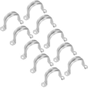 uxcell Rigid Pipe Strap, 16pcs 1 Inch (25mm) Two Hole Strap U Bracket Zinc Plated Steel Tension Tube Clip Clamp for Pipe Fixing